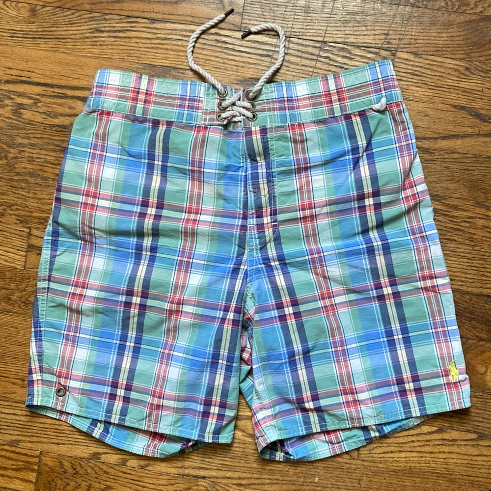 POLO Ralph Lauren plaid swim trunks medium